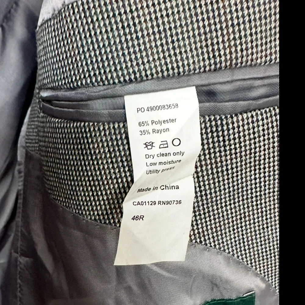 Men's Lauren Ralph Lauren Gray Houndstooth Blazer Jacket 46 R‎